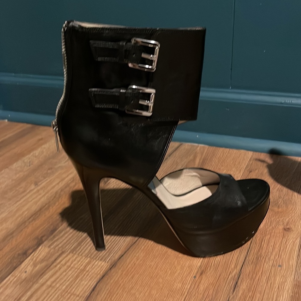 Michael Kors black leather stiletto bootie